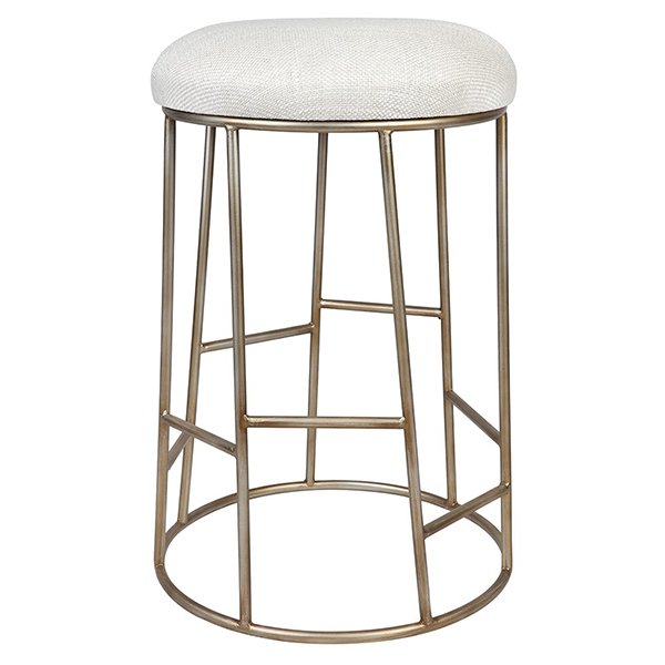 Aiden Gold Steel Kitchen Stool - Natural Linen