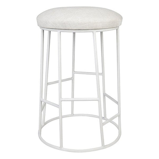 Aiden White Steel Kitchen Stool - Natural Linen