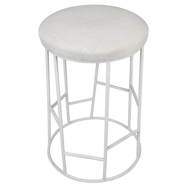 Aiden White Steel Kitchen Stool - Natural Linen