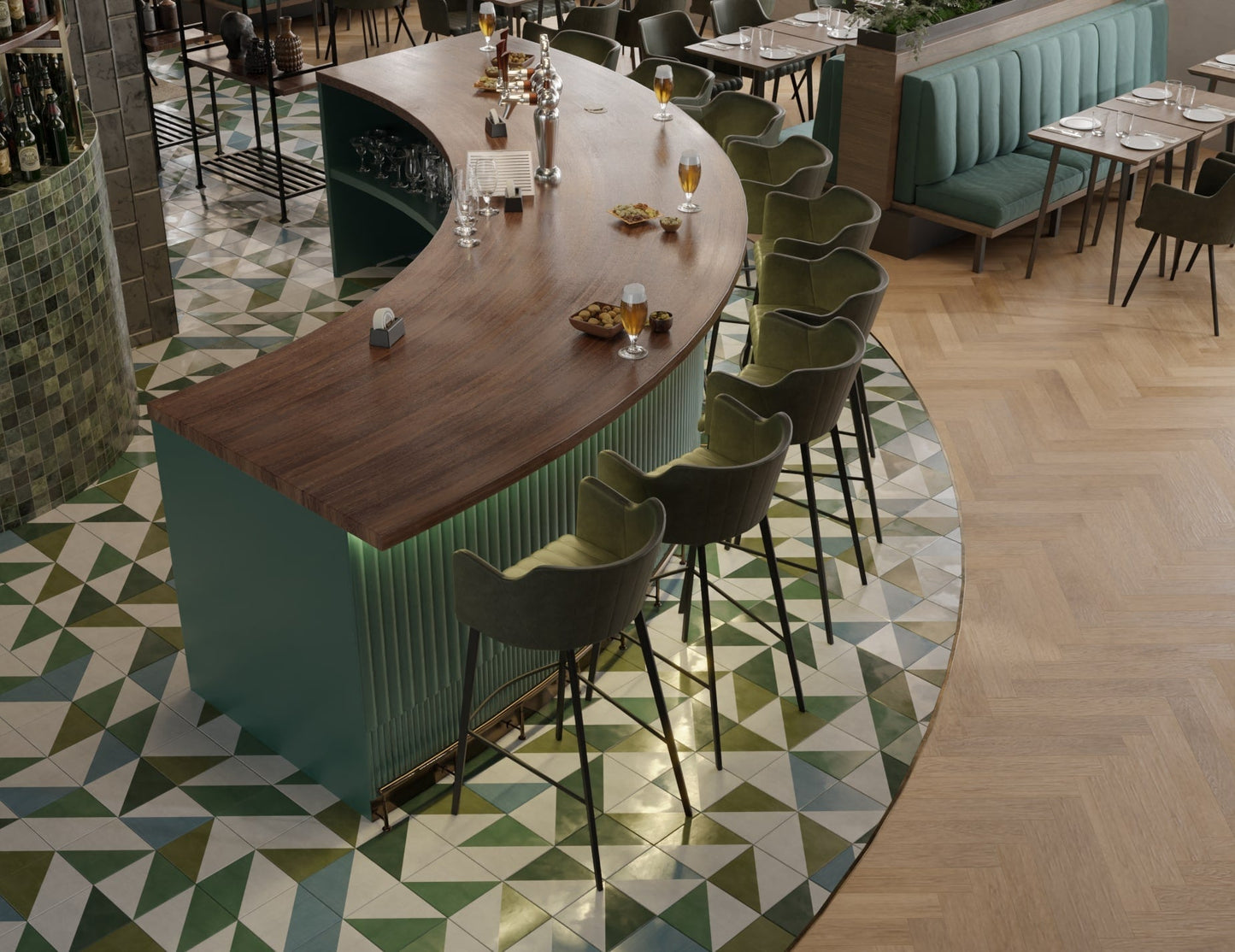 Andorra Bar Stool - Vintage Green Vegan Leather