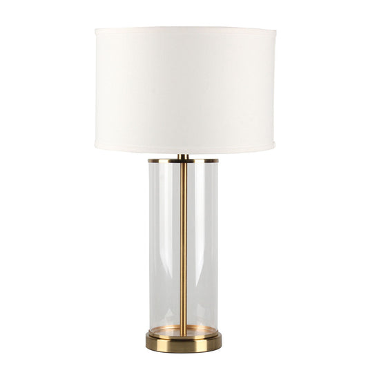 Left Bank Table Lamp - Brass w White Shade