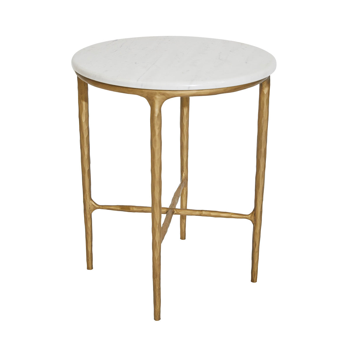 Heston Round Marble Side Table - Brass