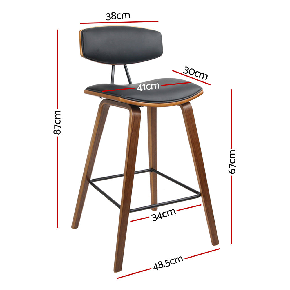 Artiss Set of 2 PU Leather Bar Stools - Black