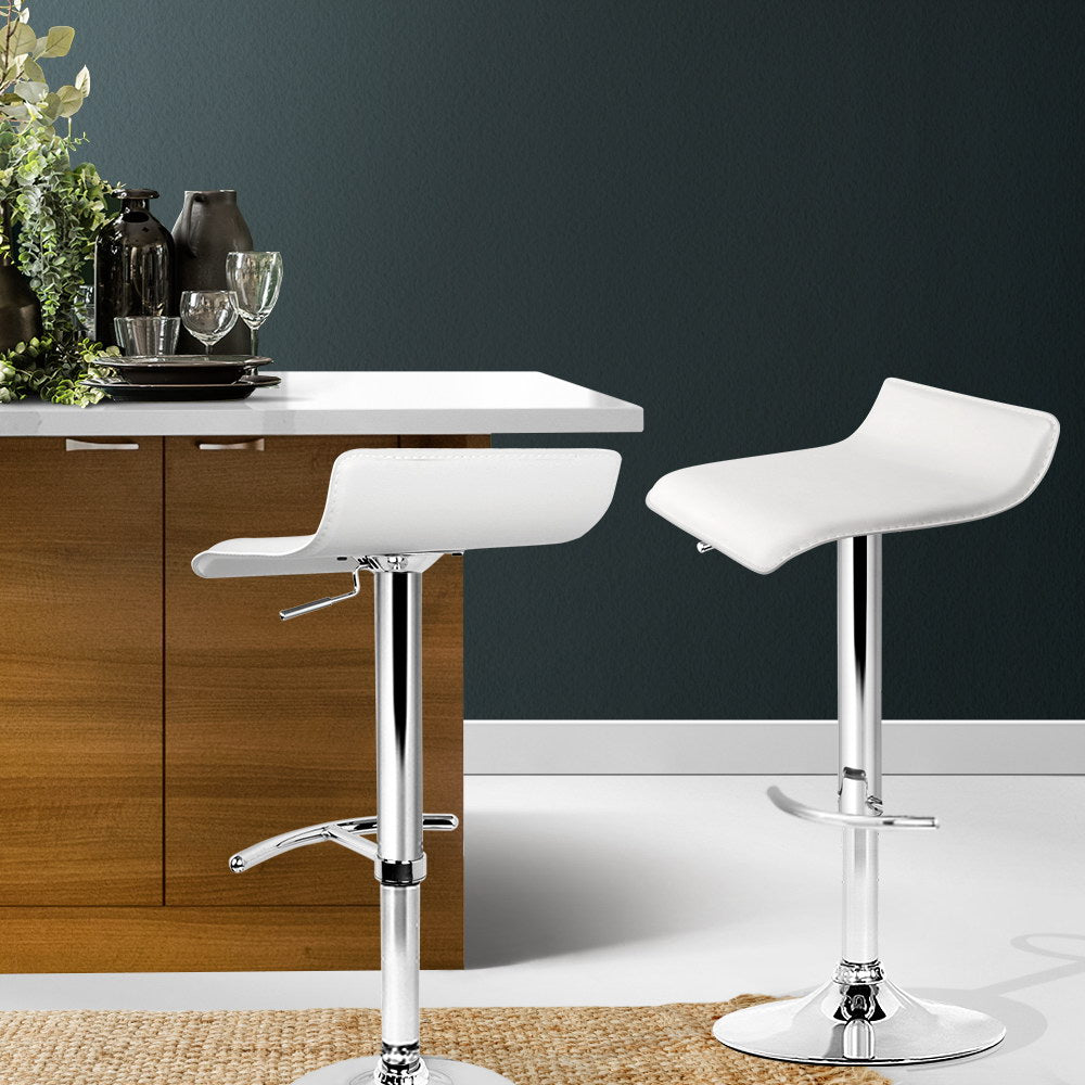 Artiss Set of 2 PU Leather Bar Stools - White