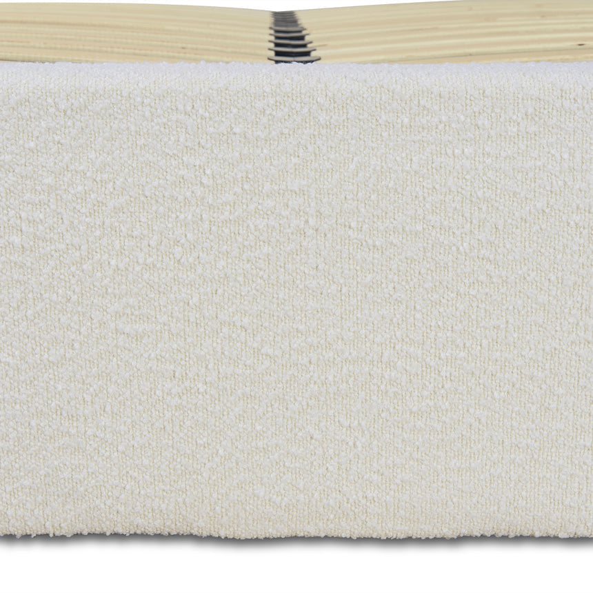 Queen Sized Bed Frame - Ivory White Boucle with Storage