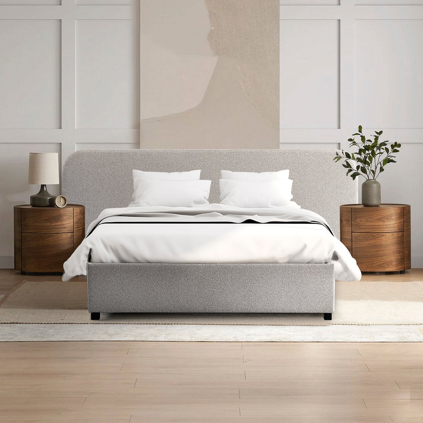 Queen Sized Bed Frame - Clay Grey with storage