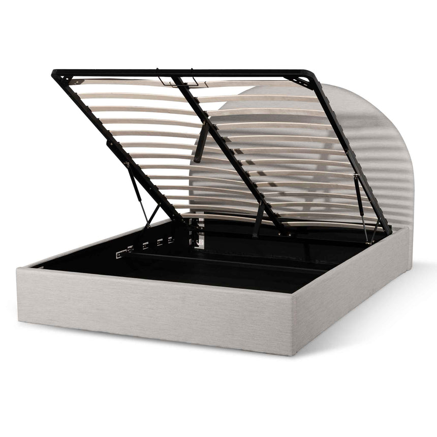 Fabric King Bed - Pearl Grey with Storage