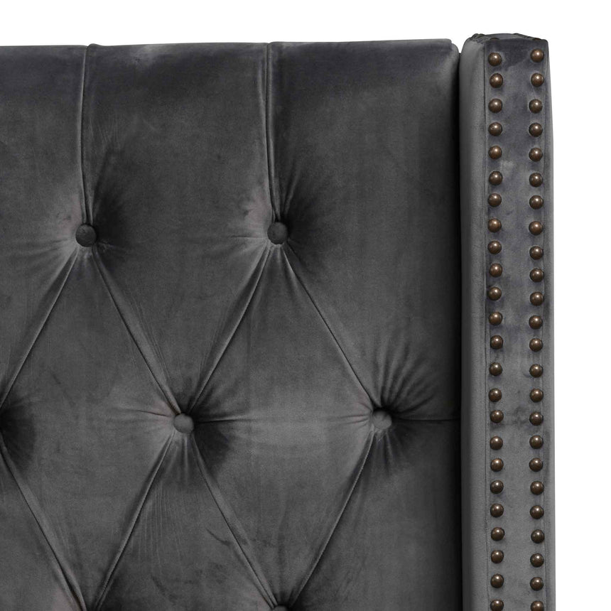 King Bed Frame - Charcoal Velvet
