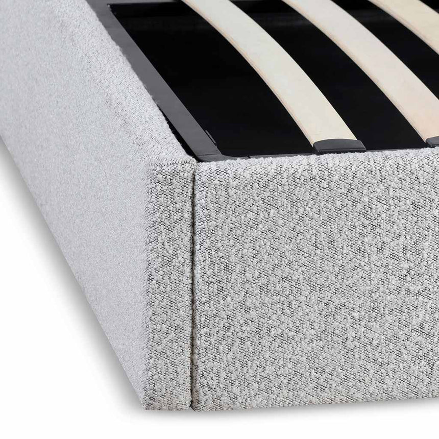 Queen Sized Bed Frame - Pepper Boucle with Storage