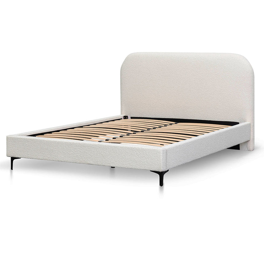 King Bed Frame - Cream White