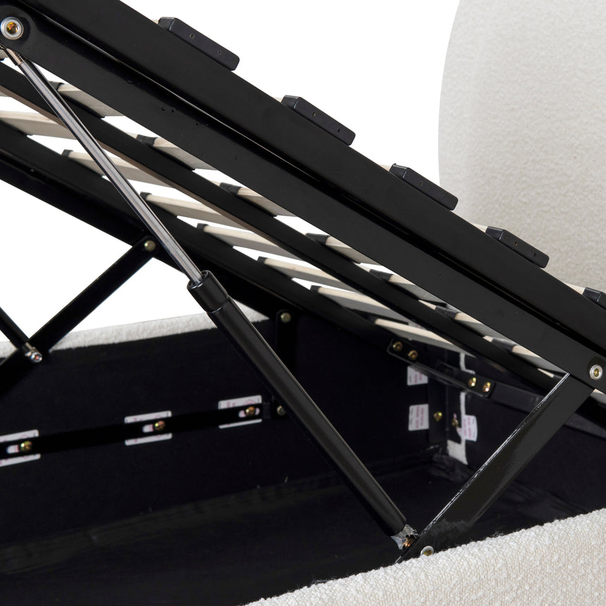 Single Sized Bed Frame - Ivory White Boucle with Storage