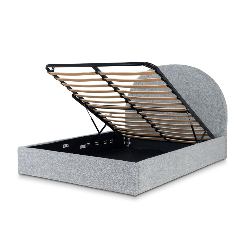 Queen Bed Frame - Pepper Boucle with Storage