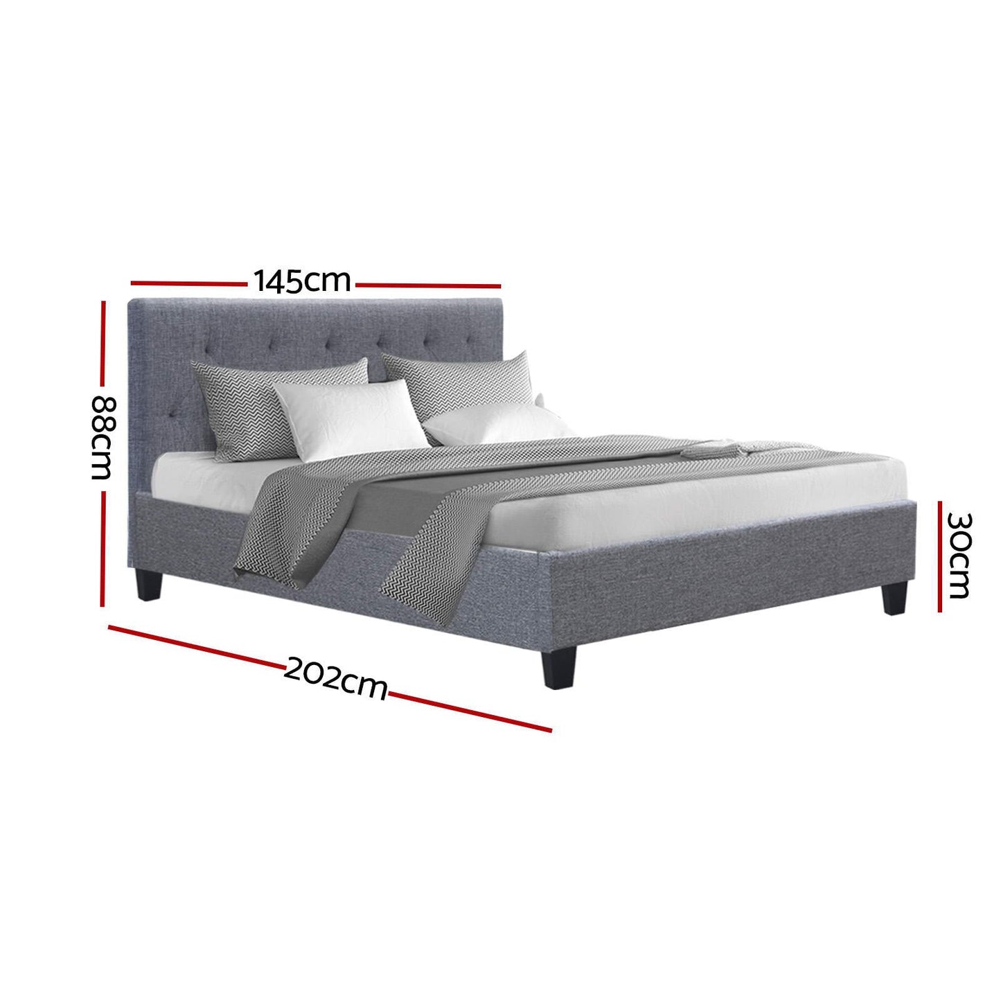 Artiss VANKE Double Size Bed Frame Base Fabric Headboard Wooden Mattress