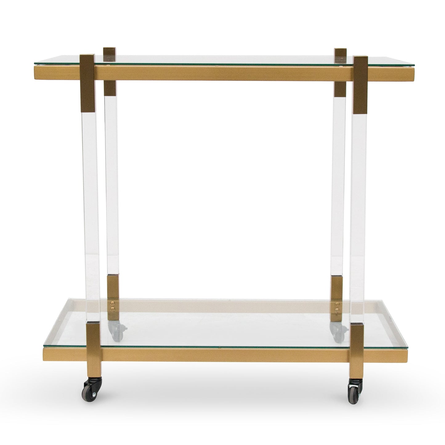 Myron Glass Bar Cart - Brushed Gold