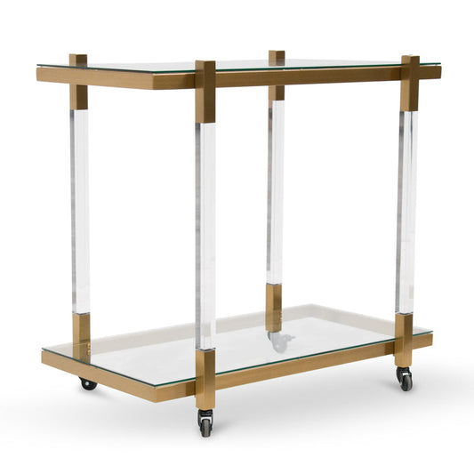 Glass Bar Cart - Brushed Gold