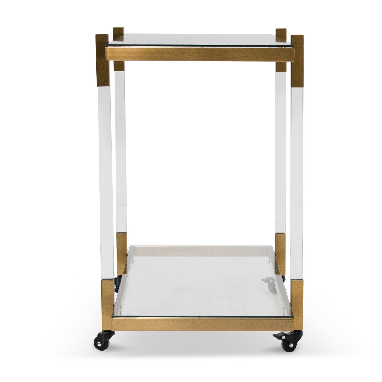 Myron Glass Bar Cart - Brushed Gold