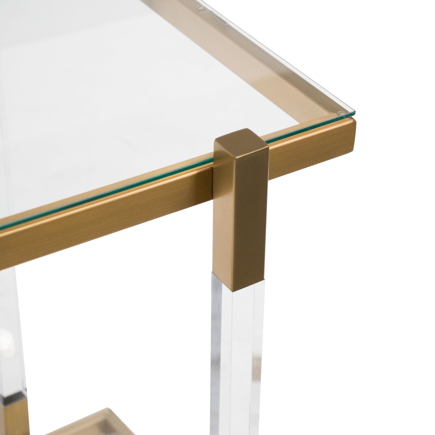Myron Glass Bar Cart - Brushed Gold