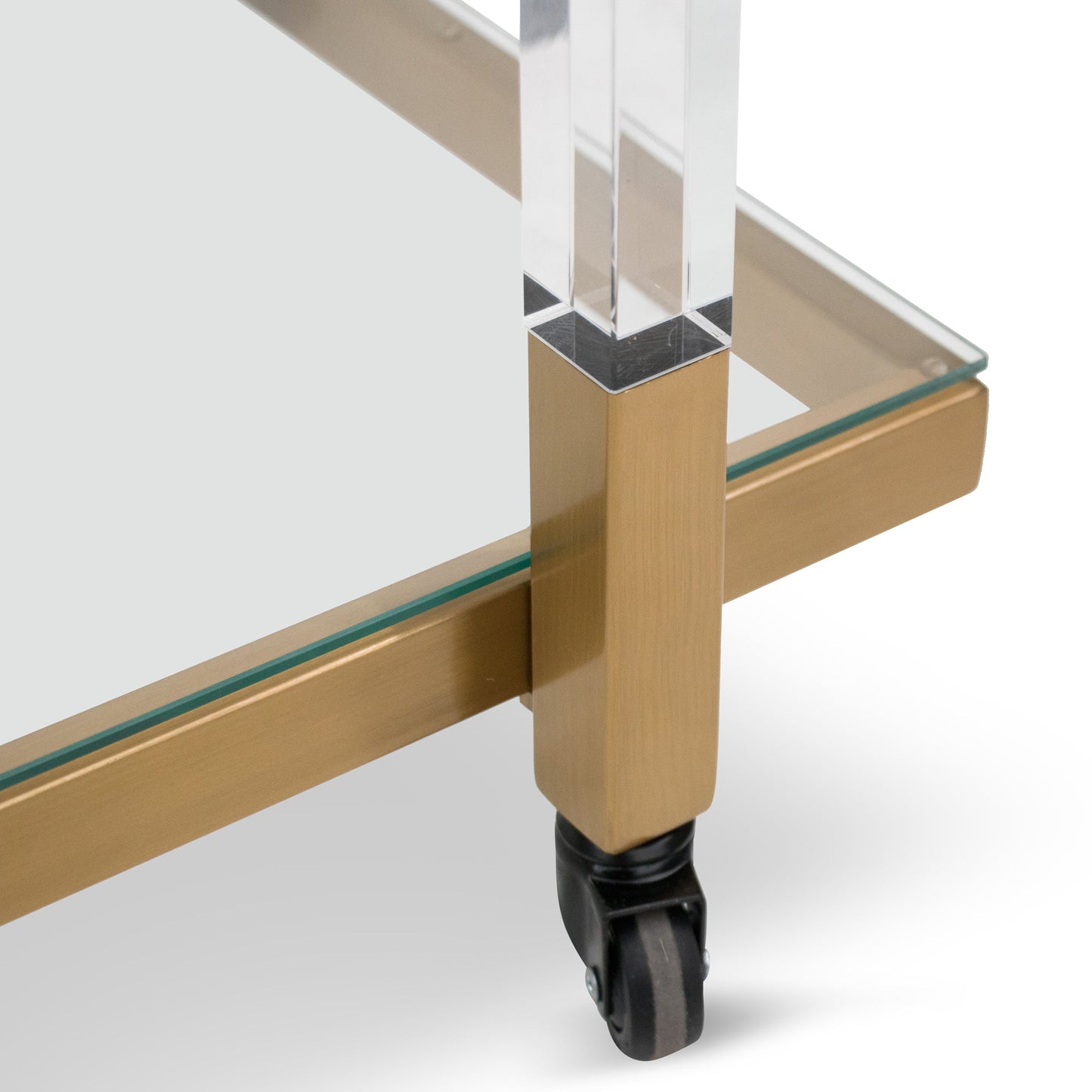 Myron Glass Bar Cart - Brushed Gold