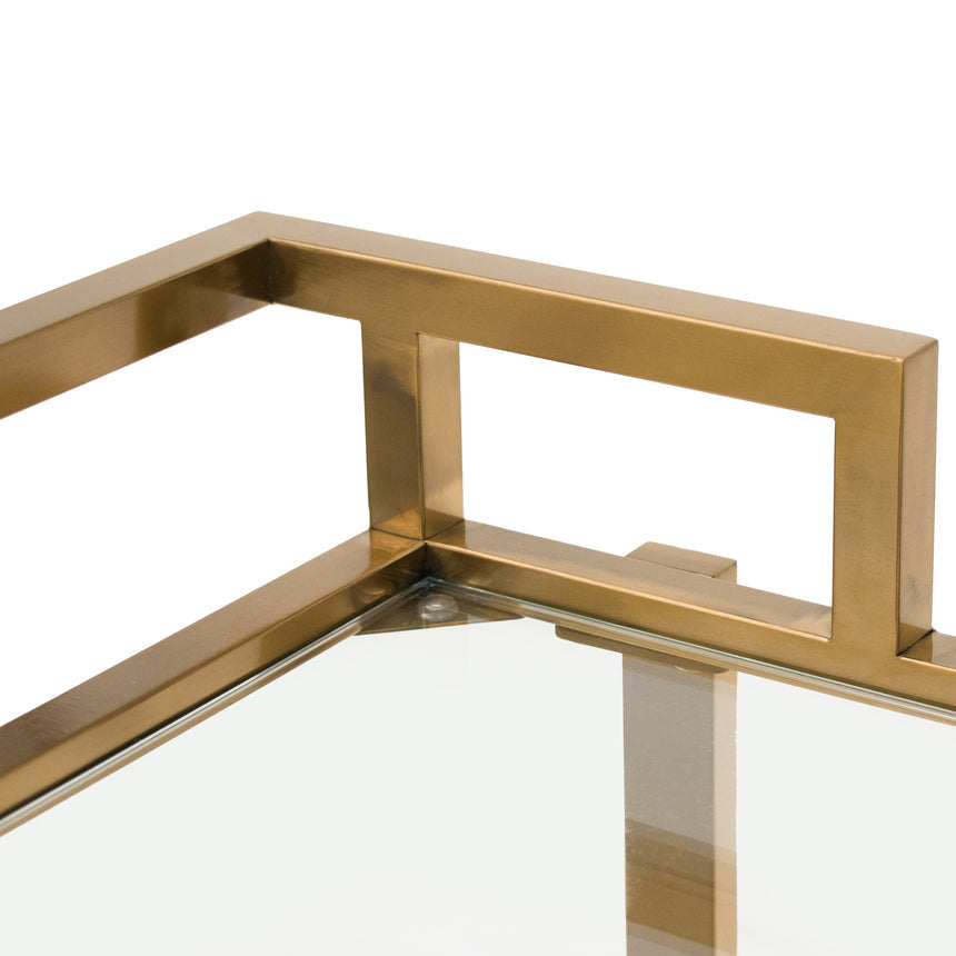 Glass Bar Cart - Brushed Gold