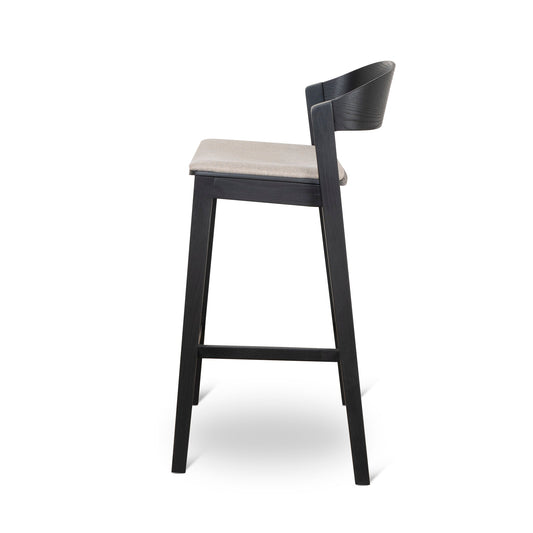 Davis Black Bar Stool - Grey Seat