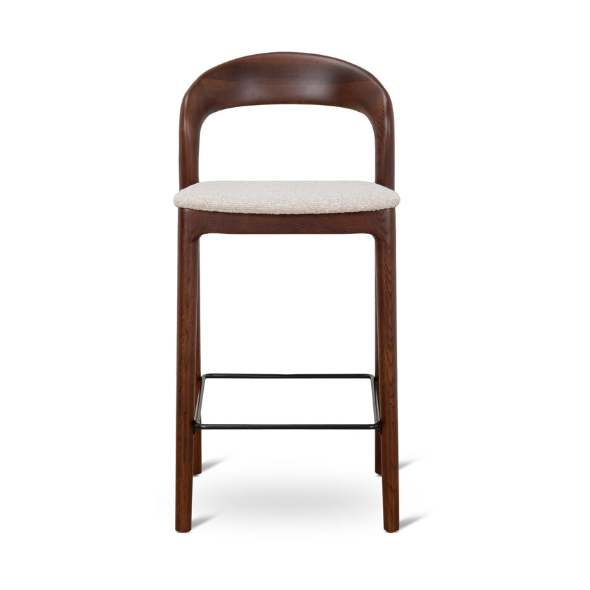 65cm Dark Brown Bar Stool - Beige (Set of 2)