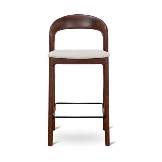 65cm Dark Brown Bar Stool - Beige (Set of 2)