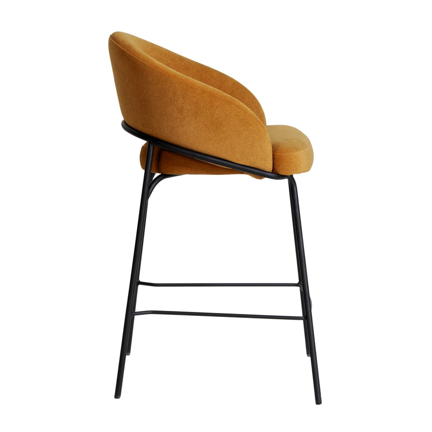 Black Bar Stool - Orange Gold Seat
