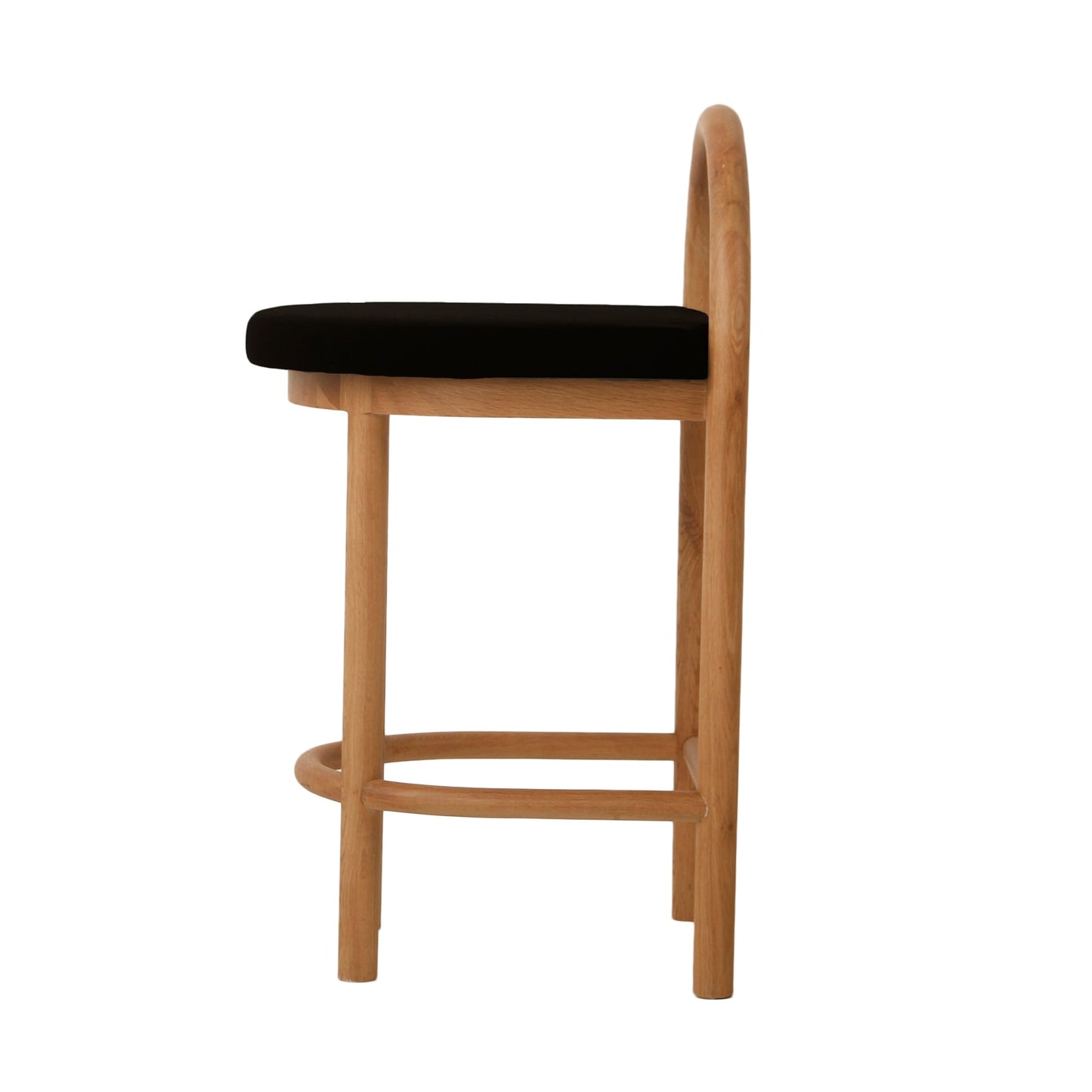 66cm Natural Bar Stool - Black Seat