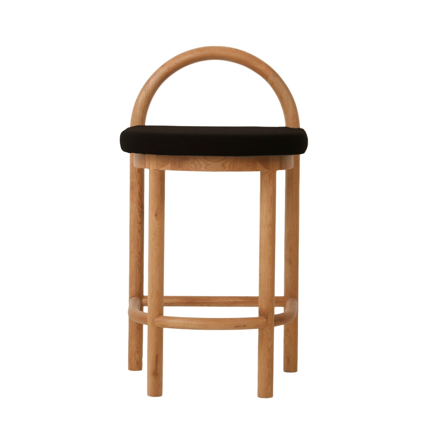 66cm Natural Bar Stool - Black Seat