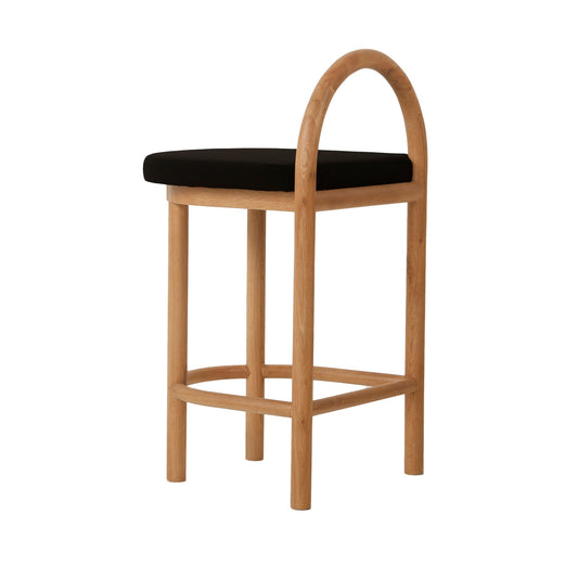66cm Natural Bar Stool - Black Seat