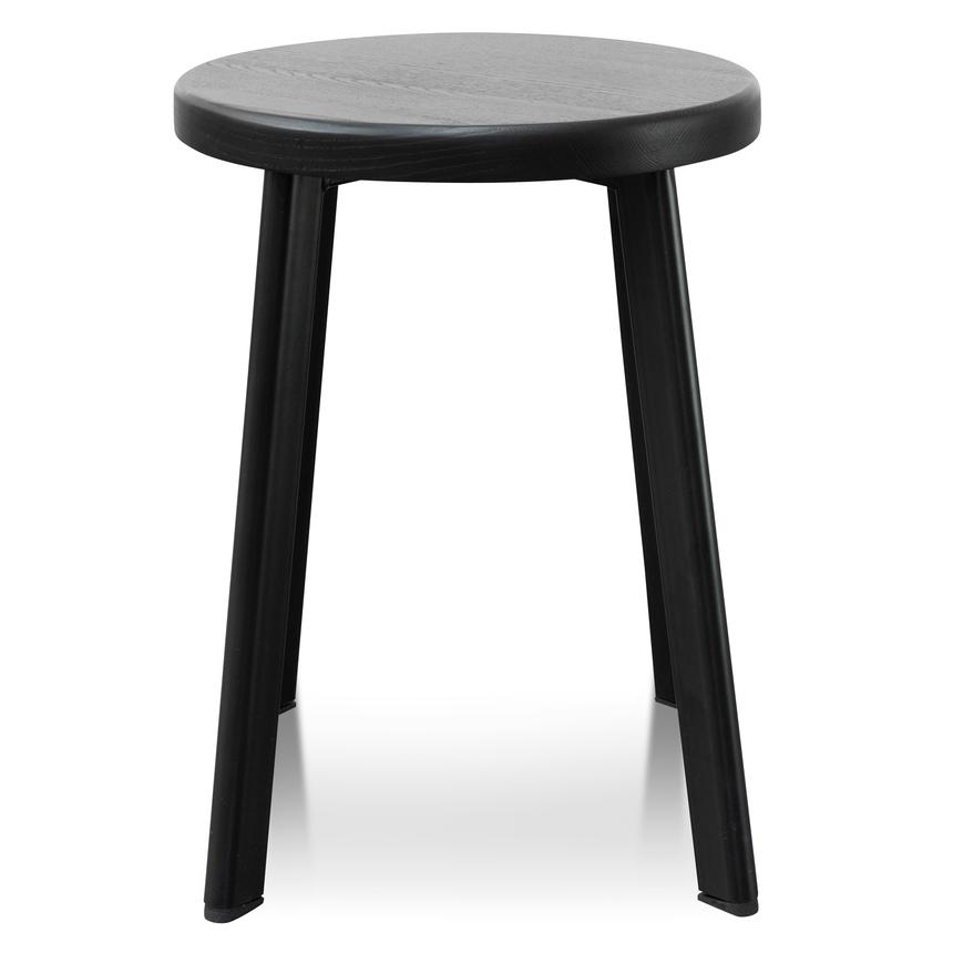 46cm Wooden Seat Low Stool - Full Black(Set of 2)