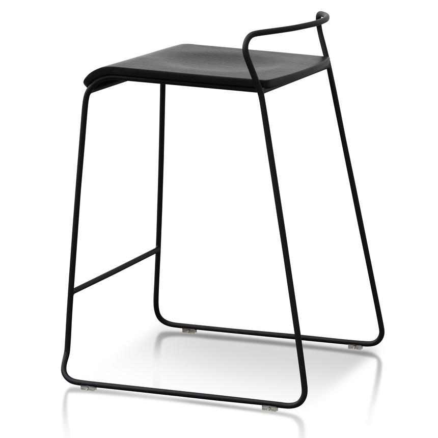 65cm Wooden Seat Bar Stool - Black