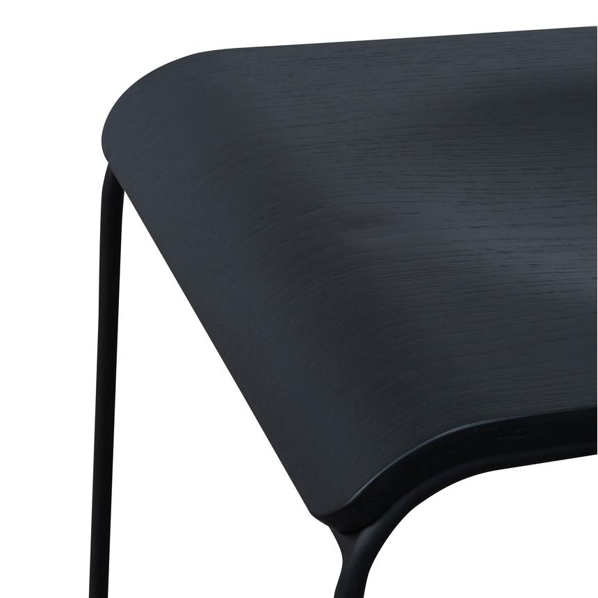 65cm Wooden Seat Bar Stool - Black
