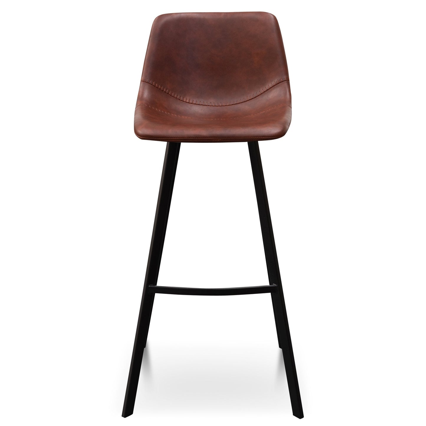 Set of 2 - Duke 80cm Bar Stool - Cinnamon Brown PU Leather - Last Set