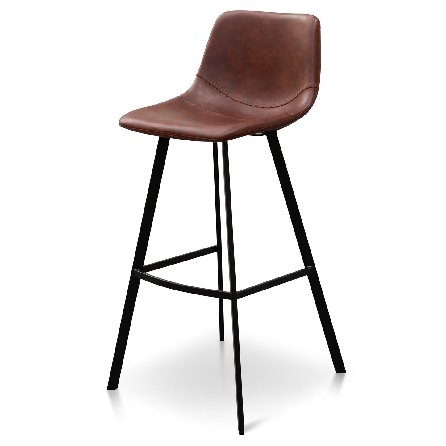 Set of 2 - Duke 80cm Bar Stool - Cinnamon Brown PU Leather - Last Set