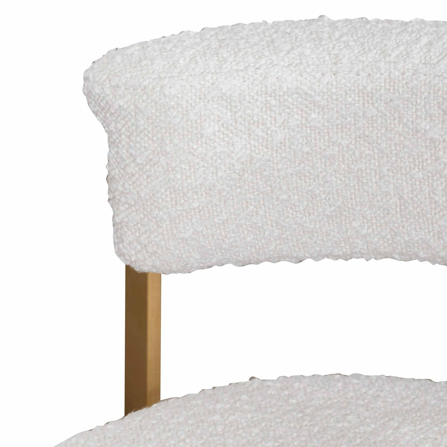 Adela Daisy White Boucle Bar Stool - Brushed Gold Base - Last One