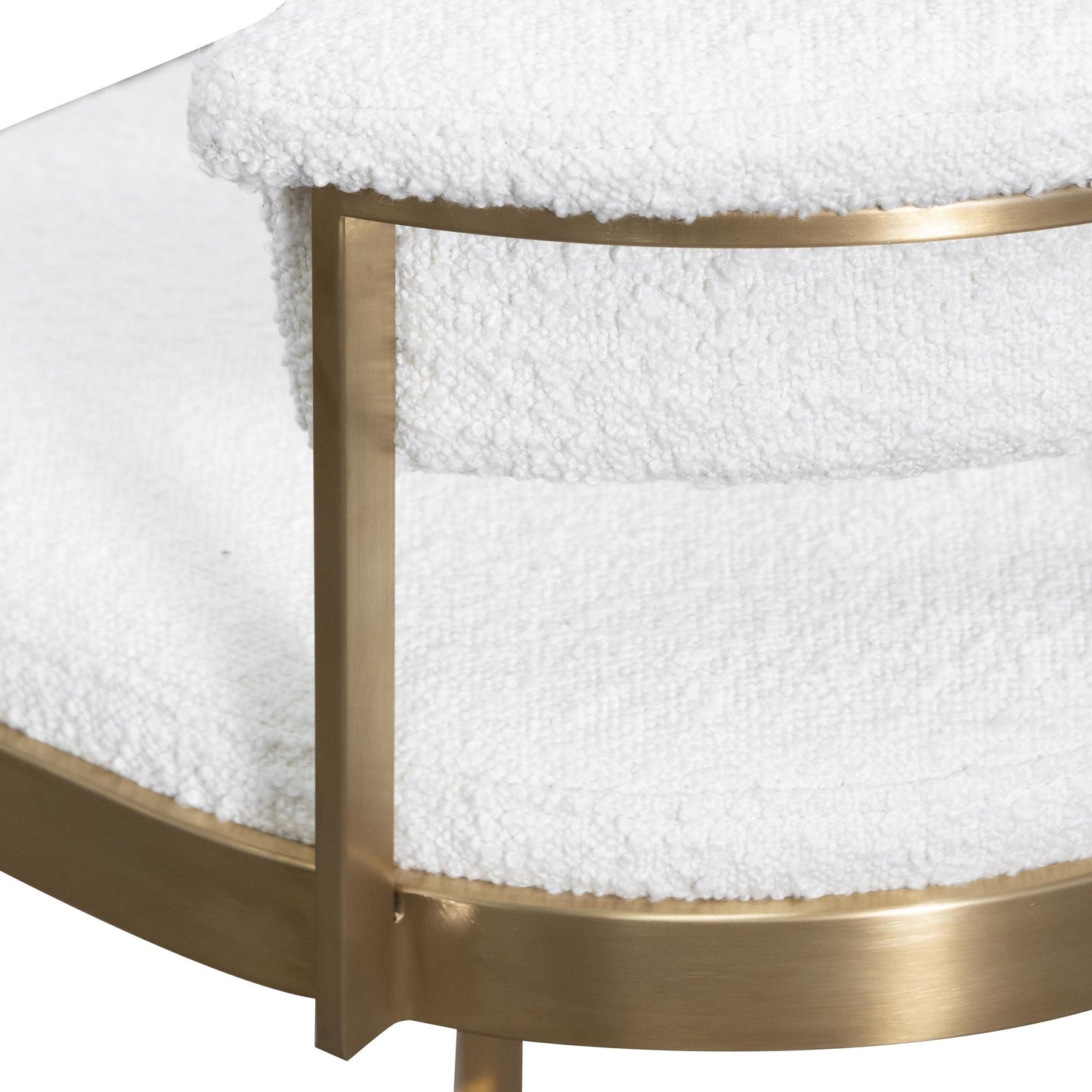 Adela Daisy White Boucle Bar Stool - Brushed Gold Base - Last One