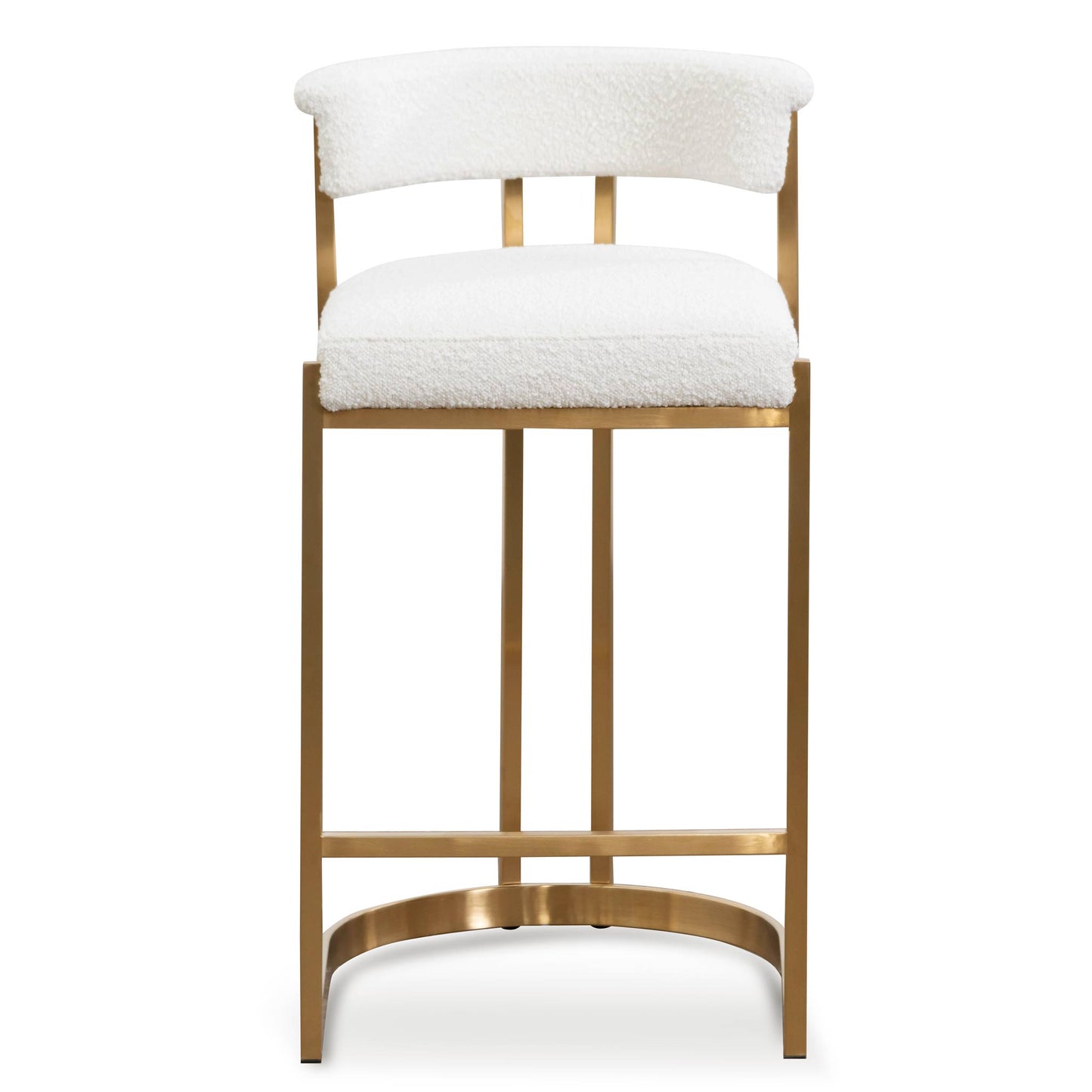 Adela Daisy White Boucle Bar Stool - Brushed Gold Base - Last One
