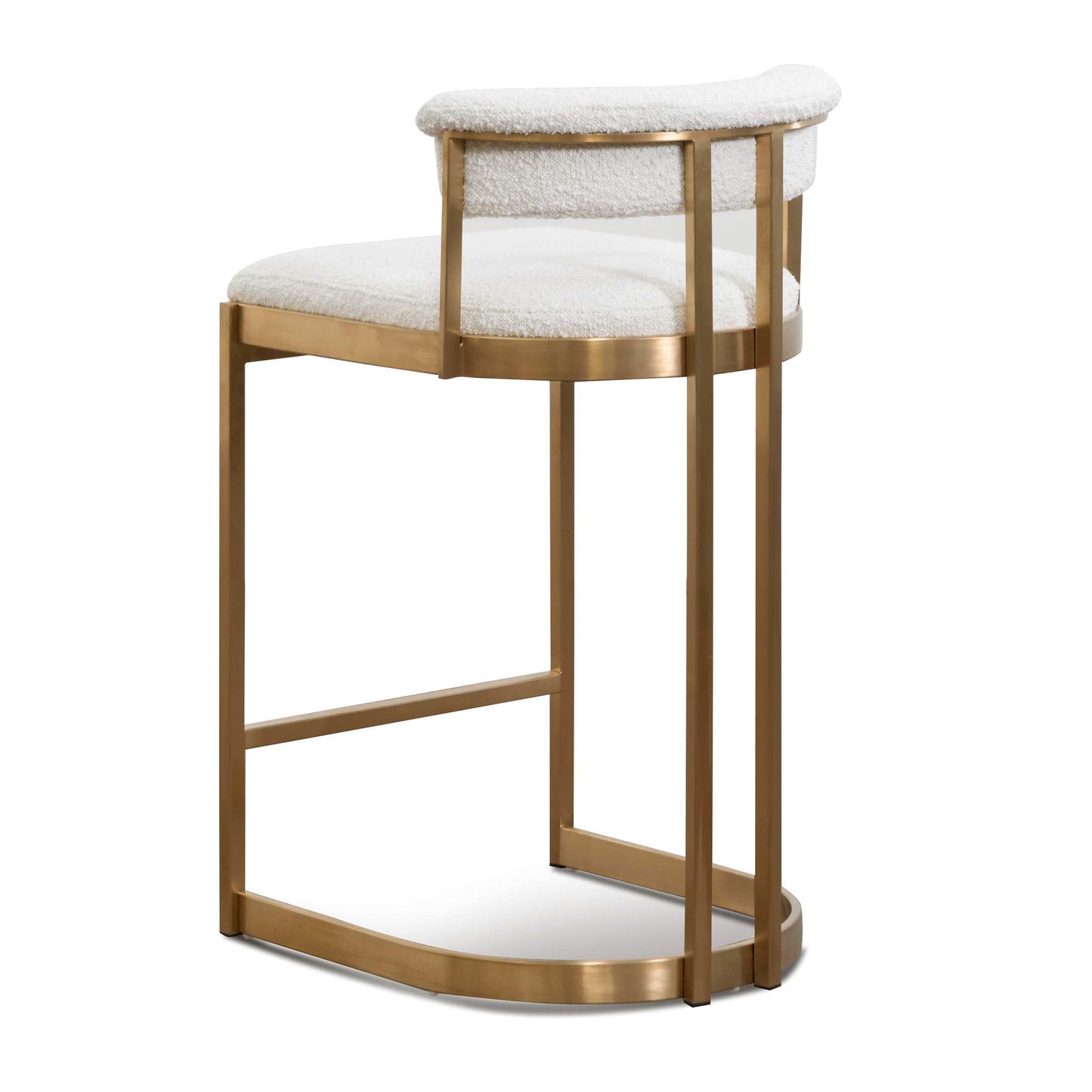 Adela Daisy White Boucle Bar Stool - Brushed Gold Base - Last One
