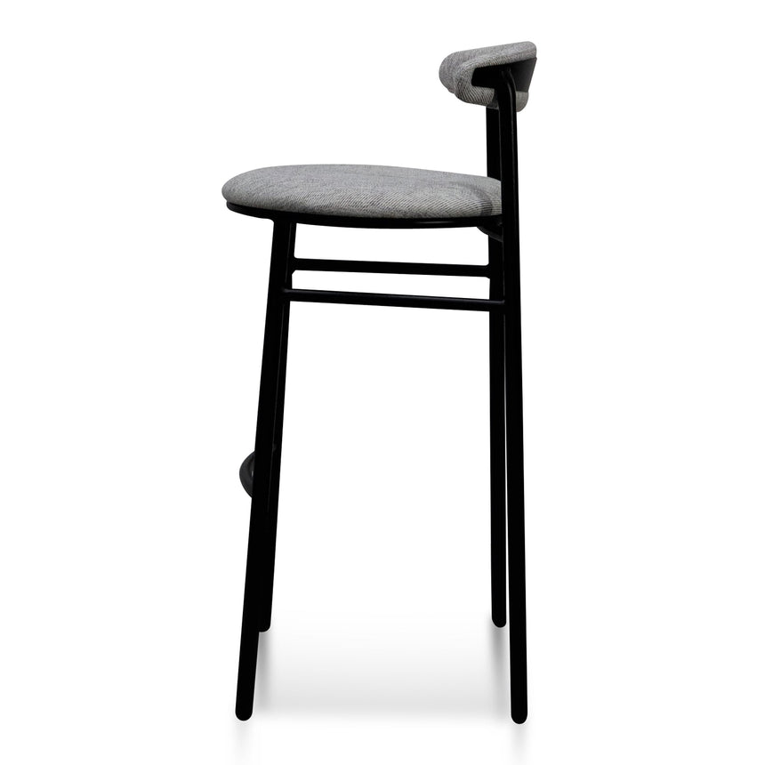 65cm Fabric Bar Stool - Silver Grey and Black Legs (Set of 2)
