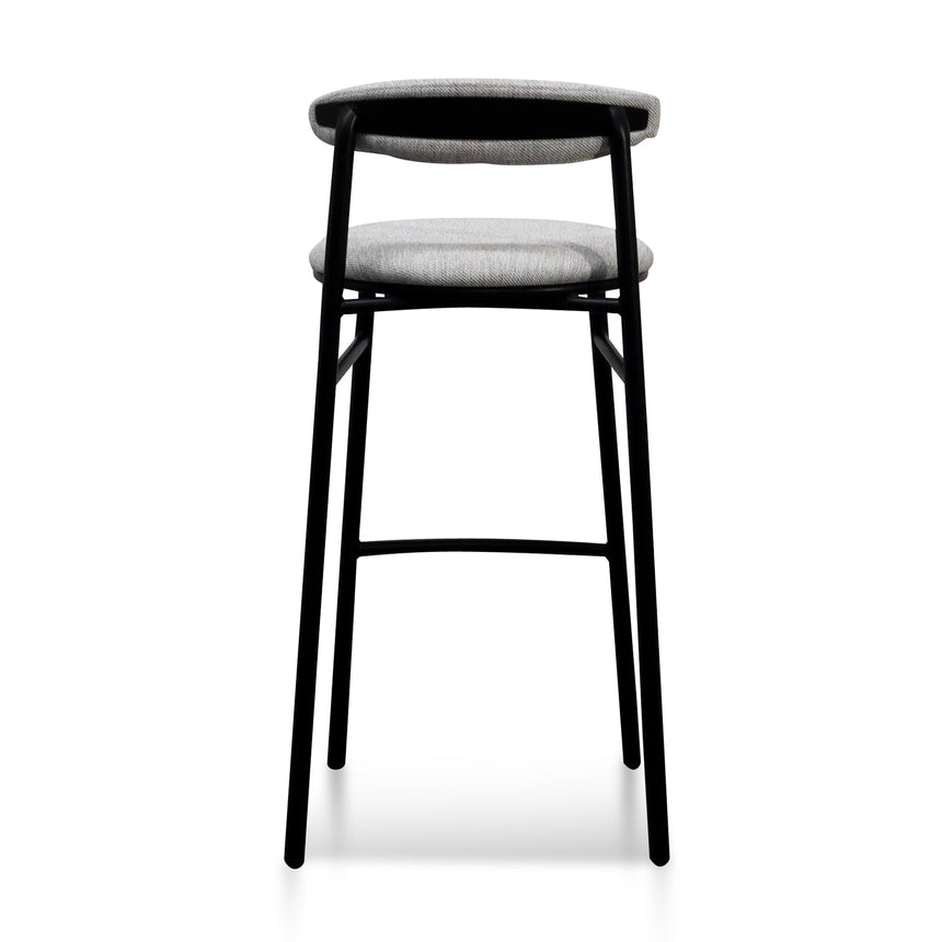 65cm Fabric Bar Stool - Silver Grey and Black Legs (Set of 2)
