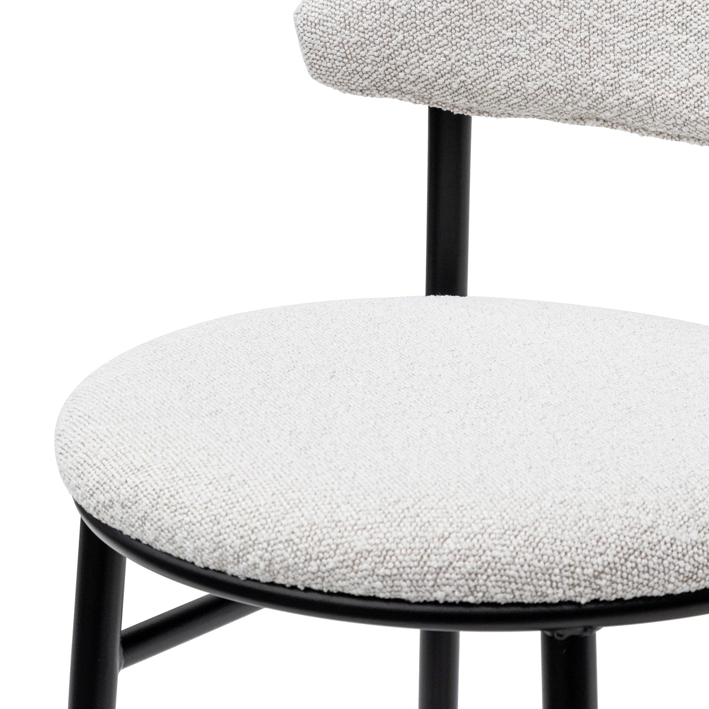 Set of 2 - Oneal 65cm Bar Stool - Moon White Boucle and Black Legs