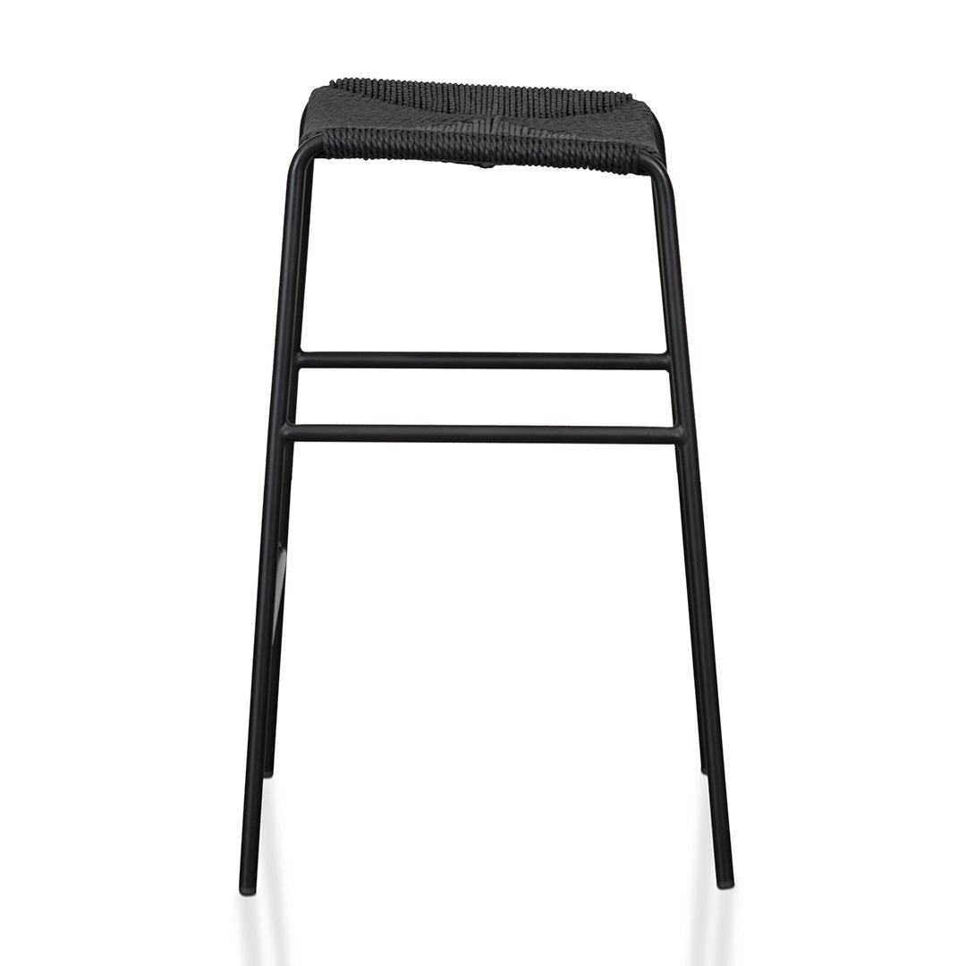 Set of 2 - Carrillo 65cm Rattan Barstool - Full Black
