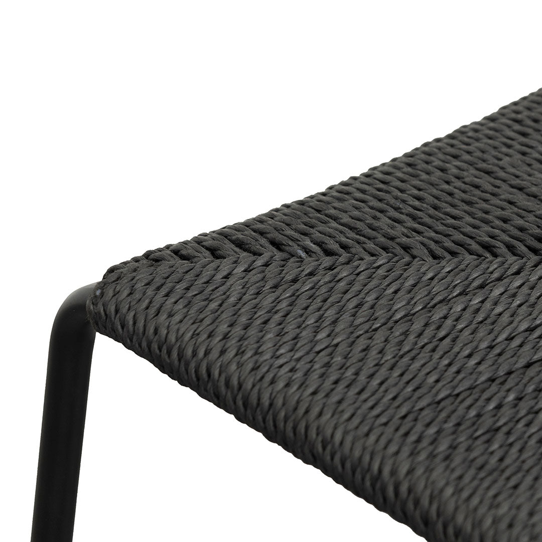 Set of 2 - Carrillo 65cm Rattan Barstool - Full Black
