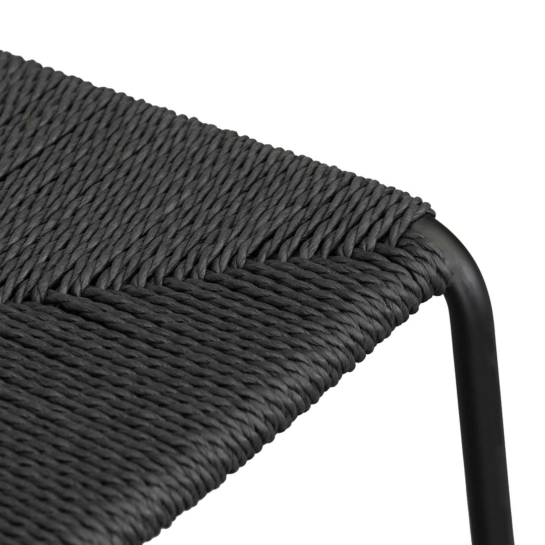 Set of 2 - Carrillo 65cm Rattan Barstool - Full Black