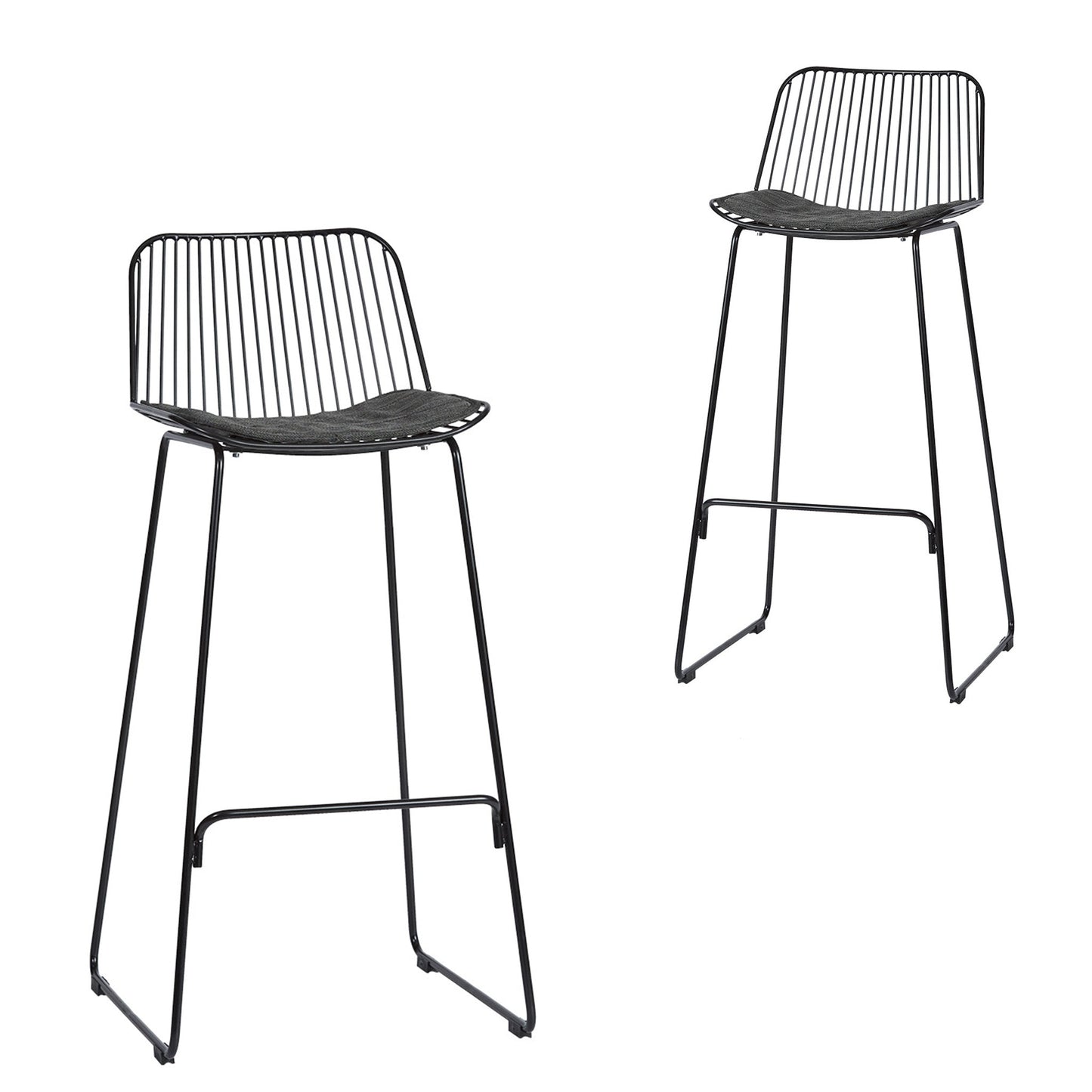 Set of 2 - Amir Steel Outdoor Barstool - Black