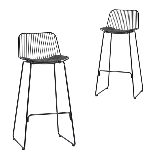Set of 2 - Amir Steel Outdoor Barstool - Black