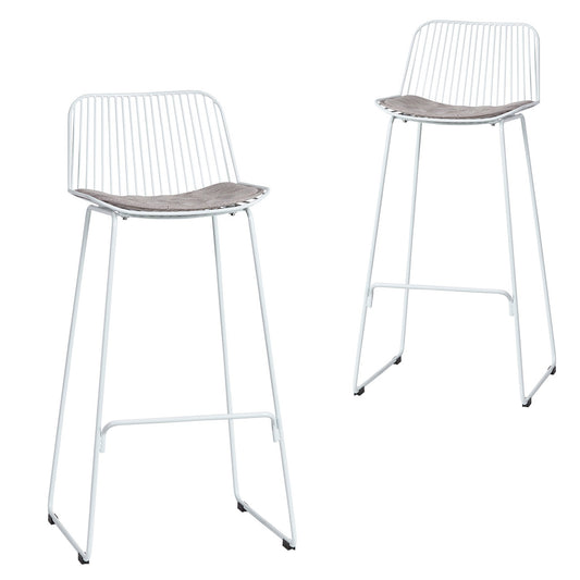 Set of 2 - Amir Steel Outdoor Barstool - White