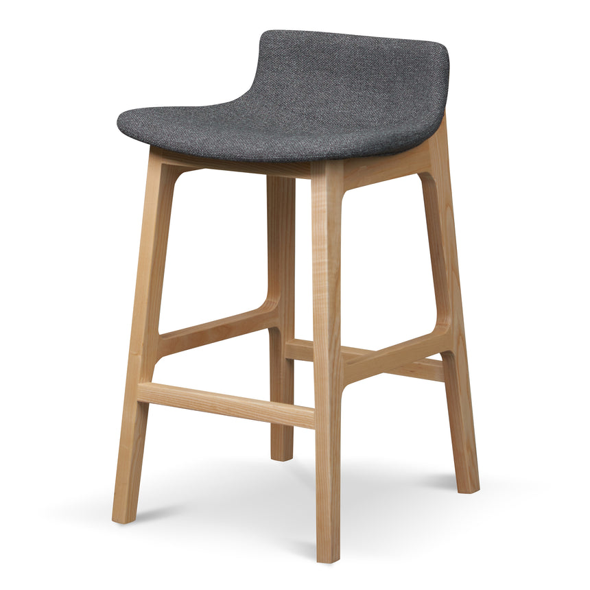 65cm Grey Bar Stool - Natural Legs