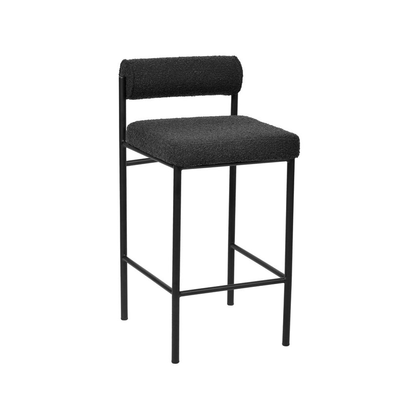 65cm Bar Stool - Black Boucle (Set of 2)